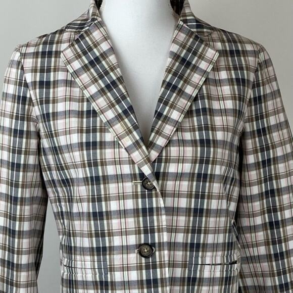 Nautica White Black Plaid Cotton Academia Prep Classic Blazer NWOT Size 4 - Picture 3 of 11